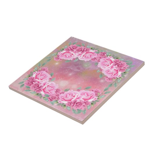 ロマンエレガントフェミニンティックなピンクのバラ タイル (側面)