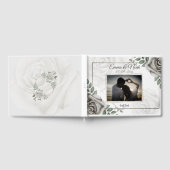 ロマンエレガントム素朴的な白いバラの結婚写真 ゲストブック (全面)