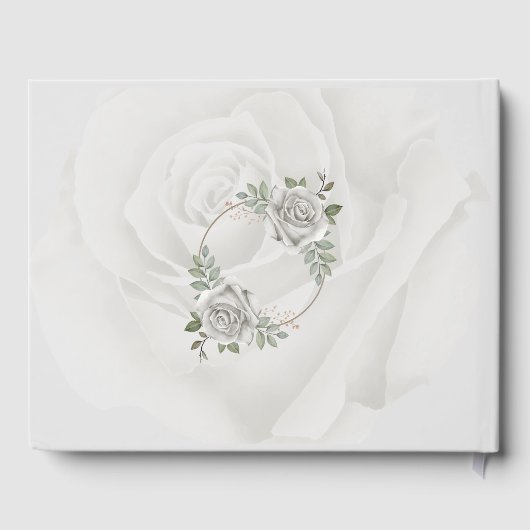 ロマンエレガントム素朴的な白いバラの結婚写真 ゲストブック (裏面)