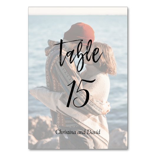 ロマンカスタムクパーソナライズされたモダン結婚写真 テーブルナンバー (正面)