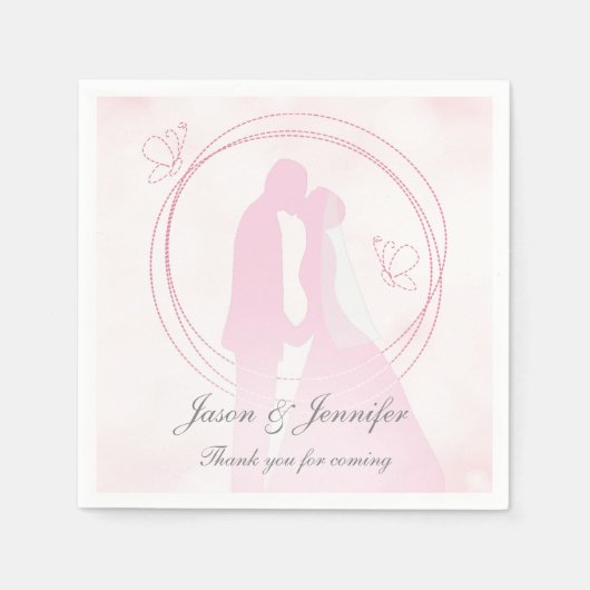 ロマンカスタムコピンクのカップルに結婚感謝する スタンダードカクテルナプキン (正面)