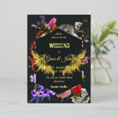 ロマンカラフルス縁どフローラ幾何結婚の 箔招待状 (立ち正面)