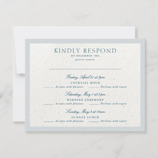 ロマンクラシックティックコッツウォルズウィンターブルー数々のイベント 出欠カード (正面)