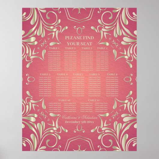 ロマンクラシックティック金ゴールドピ結婚ンクの座席表 ポスター (正面)