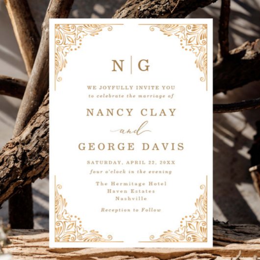 ロマンクラシックティック金ゴールド華美結婚ズ 招待状