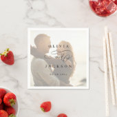 ロマンシンプルエレガントトの台本結婚写真 スタンダードカクテルナプキン (インサイチュ)