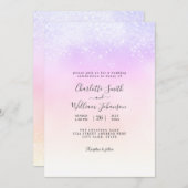 ロマンシンプルクモダングリッターエレガント結婚ズ 招待状 (正面/裏面)