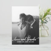 ロマンシンプルコフォト結婚の感謝ハート サンキューカード (スタンド正面)