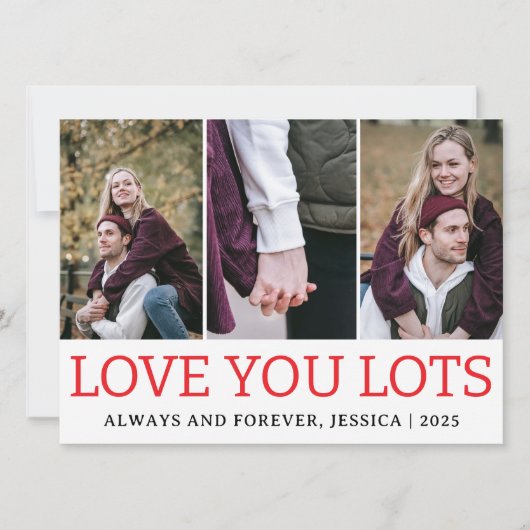 ロマンシンプルチラブカップルValentinesデイ3写真 シーズンカード (正面)