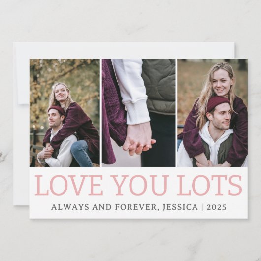 ロマンシンプルチラブカップルValentinesデイ3写真 シーズンカード (正面)