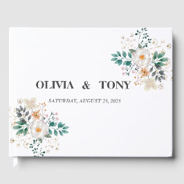 ロマンシンプルティックなフローラ結婚ズ ゲストブック