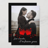 ロマンシンプルティック赤いハートホリデーカード 招待状 (正面/裏面)