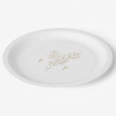 ロマンシンプルティック金ゴールドさくらんぼブロッサムリース結婚ズ ペーパープレート (アングル)