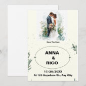 ロマンシンプルティック：ロマンチック日付カードを保存 招待状 (正面/裏面)