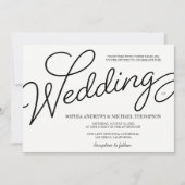 ロマンシンプル結婚ティックの白黒 招待状 (正面)