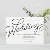 ロマンシンプル結婚ティックの白黒 招待状 (スタンド正面)