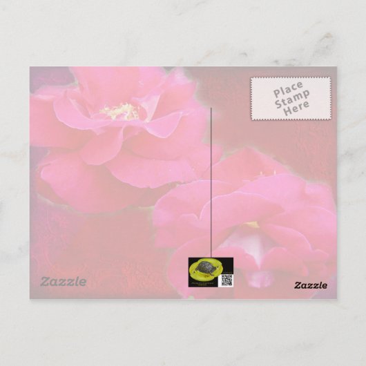 ロマンスと赤のバラ – 誕生日カード ポストカード (裏面)