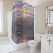 ロマンスサンセットビーチハートモノグラムシャワーカーテン シャワーカーテン (インサイチュ)