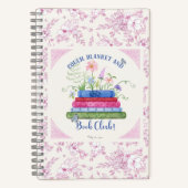 ロマンススタックオブブッククラブウォーター色ピンクフローラ ノートブック (正面)