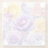 ロマンスバラ&薄紫フラワーズコースター ガラスコースター (裏面)