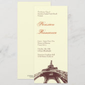 ロマンスフランスのエッフェルタワフォーマルーボールプロムベージュ色 招待状 (正面/裏面)