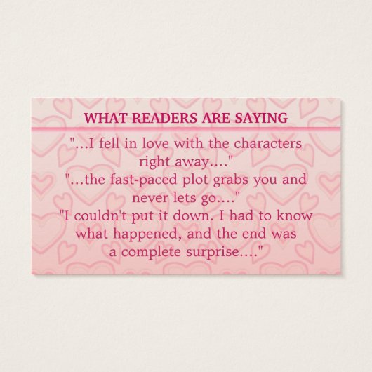 ロマンスライター作家ブックプロモーションピンクハート (裏面)