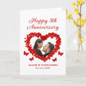 ロマンスレッドローズハートバタフライ写真記念日 カード (黄色い花)