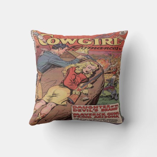 ロマンスヴィンテージの西部の女性のカーボーイ クッション (裏面)