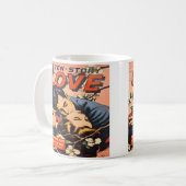 ロマンスヴィンテージ漫画ブックデザインコーヒーマグカップ コーヒーマグカップ (正面左)