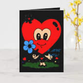 ロマンス大きいヘッドハート! 挨拶 カード (黄色い花)