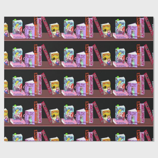 ロマンス小説の本だなの包装紙のギフト用包装紙 ラッピングペーパー (フラット)