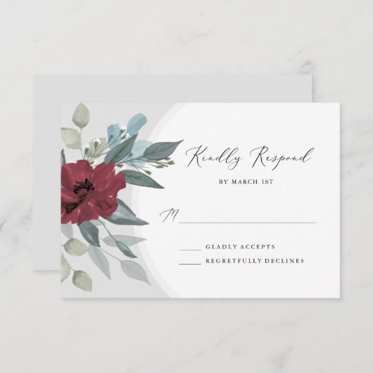 ロマンス花柄 出欠カード (正面/裏面)