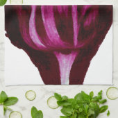 ロマンス赤ワインのチューリップのパステルの花の芸術バーガンディ キッチンタオル (折り畳み)