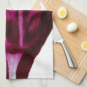 ロマンス赤ワインのチューリップのパステルの花の芸術バーガンディ キッチンタオル (四つ折り)