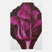 ロマンス赤ワインのチューリップのパステルの花の芸術バーガンディ キッチンタオル (縦)