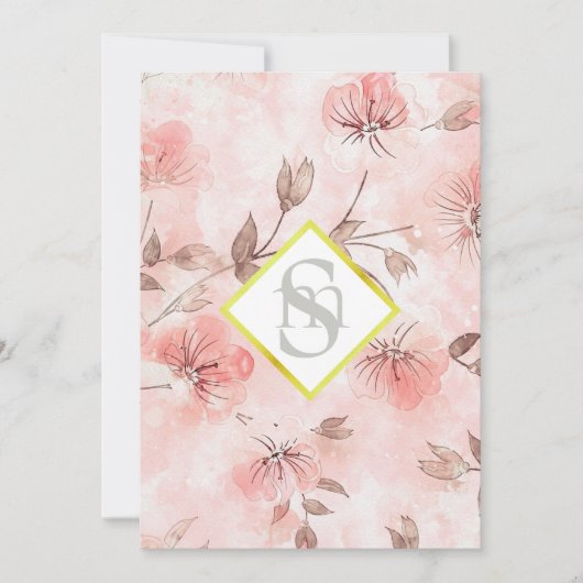 *~ロマンス赤面AR26フラワーラブQR RSVP 結婚's 招待状 (正面)