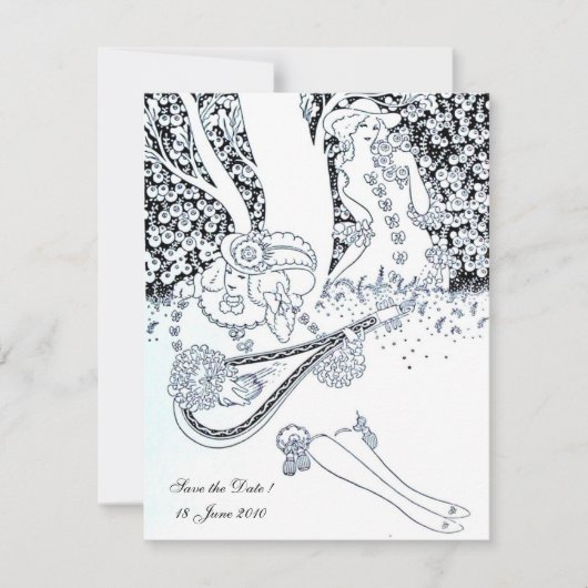 ロマンス・セーブ・ザ・デート、モノクロ 招待状 (正面)