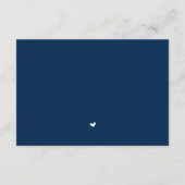 ロマンス、ネイビーブルー書道、結婚式RSVP エンクロージャーカード (裏面)