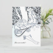 ロマンス,ロマンチックな恋人たち ブラック＆ホワイト ウェディングパーティ 招待状 (スタンド正面)