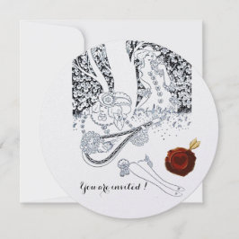 ロマンス,ロマンチックな恋人たち 赤いワックスシール 黒と白 招待状