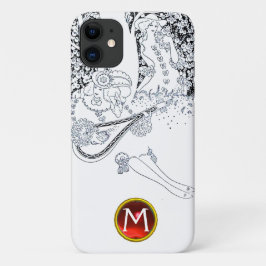 ロマンス/ロマンチック愛好家白黒レッドモノグラム iPhone 11 ケース