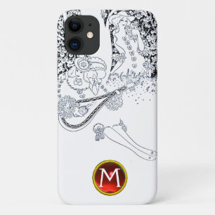 ロマンス/ロマンチック愛好家白黒レッドモノグラム iPhone 11 ケース