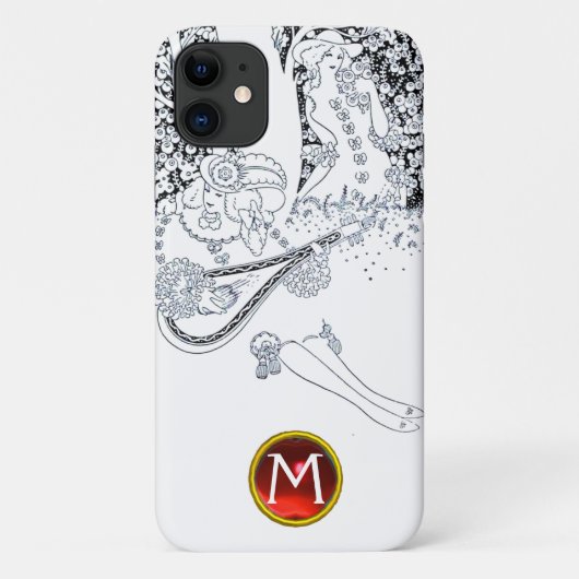ロマンス/ロマンチック愛好家白黒レッドモノグラム Case-Mate iPhoneケース (裏面)