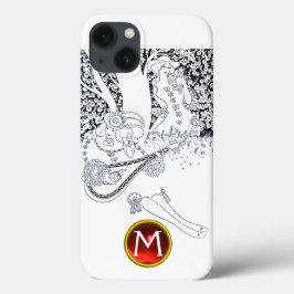ロマンス/ロマンチック愛好家白黒レッドモノグラム iPhone 13ケース