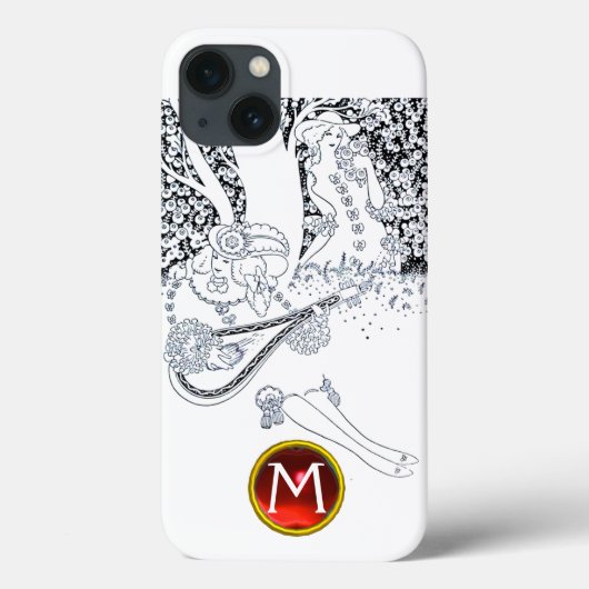 ロマンス/ロマンチック愛好家白黒レッドモノグラム Case-Mate iPhoneケース (裏面)
