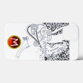 ロマンス/ロマンチック愛好家白黒レッドモノグラム Case-Mate iPhoneケース (裏面 (横))