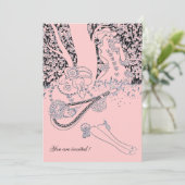 ロマンス / ロマンティック ラバー ブラック ピンク ウェディング パーティー 招待状 (スタンド正面)