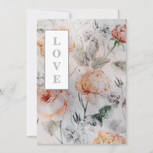 *~ロマンスAR26花QR RSVPヴィンテージウェディング 招待状 (正面)