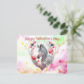 ロマンチおもしろいック白黒ストライプズゼブラバレンタイン シーズンポストカード (スタンド正面)