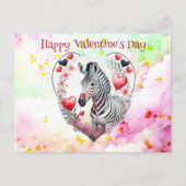 ロマンチおもしろいック白黒ストライプズゼブラバレンタイン シーズンポストカード (正面)